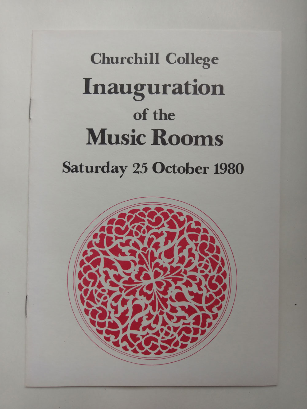 Cover of programme for opening of the Music Rooms